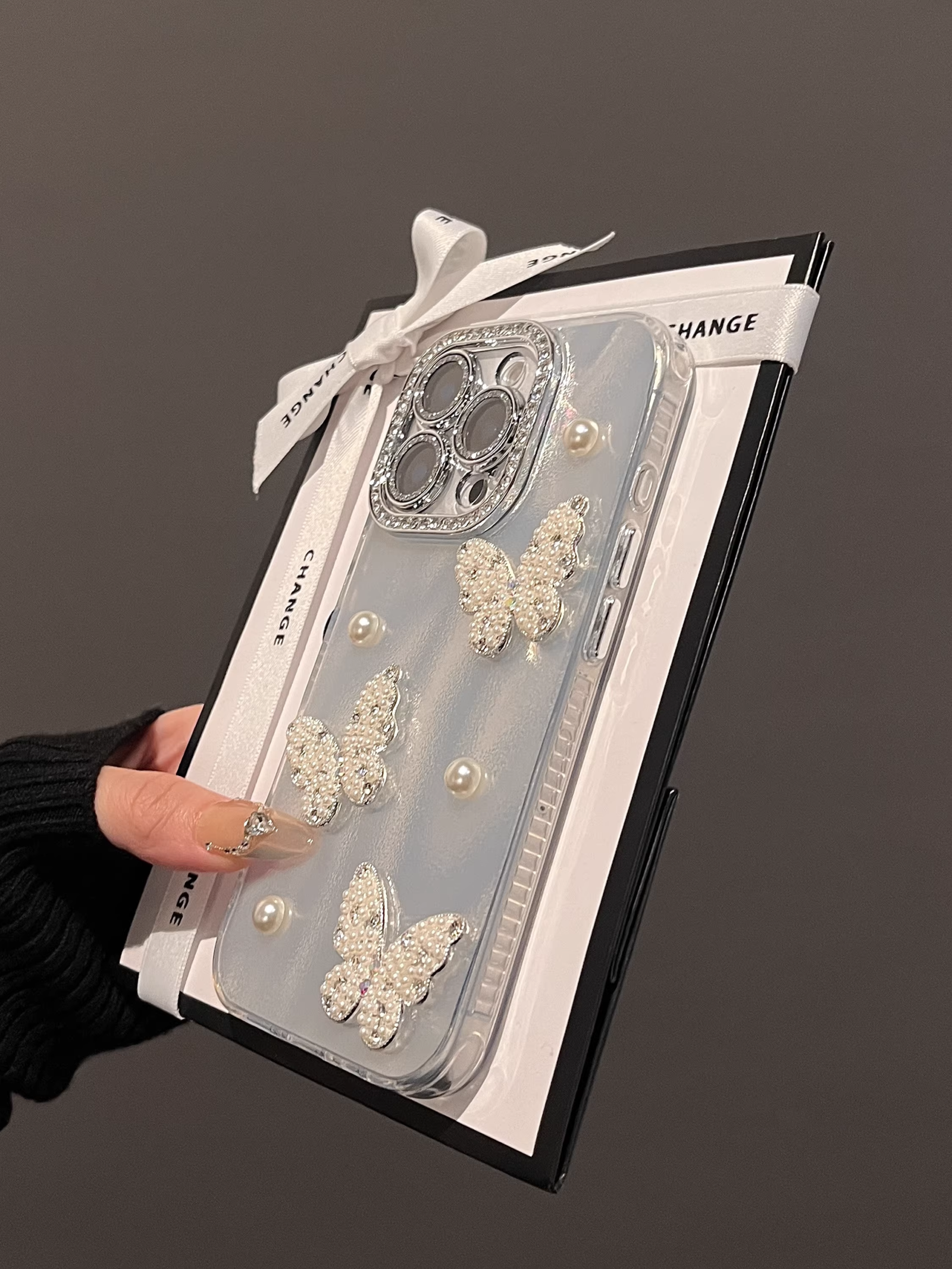 Starlight Sparkling Rhinestone 3D Pearl Butterfly - Image 4